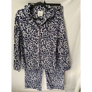 Serra Womens Leopard Fleece Pajama Set Size M 2 Piece
